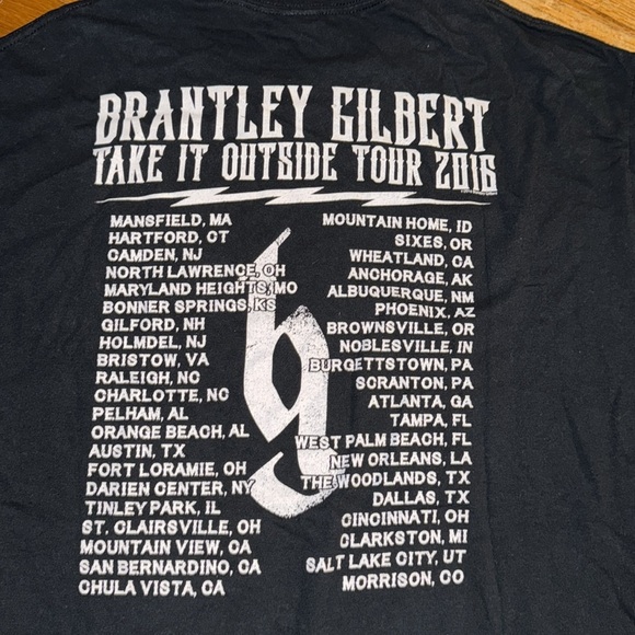 2016 Brantley Gilbert Take it outside tour shirt concert tour blk short sleeve L - Picture 1 of 4
